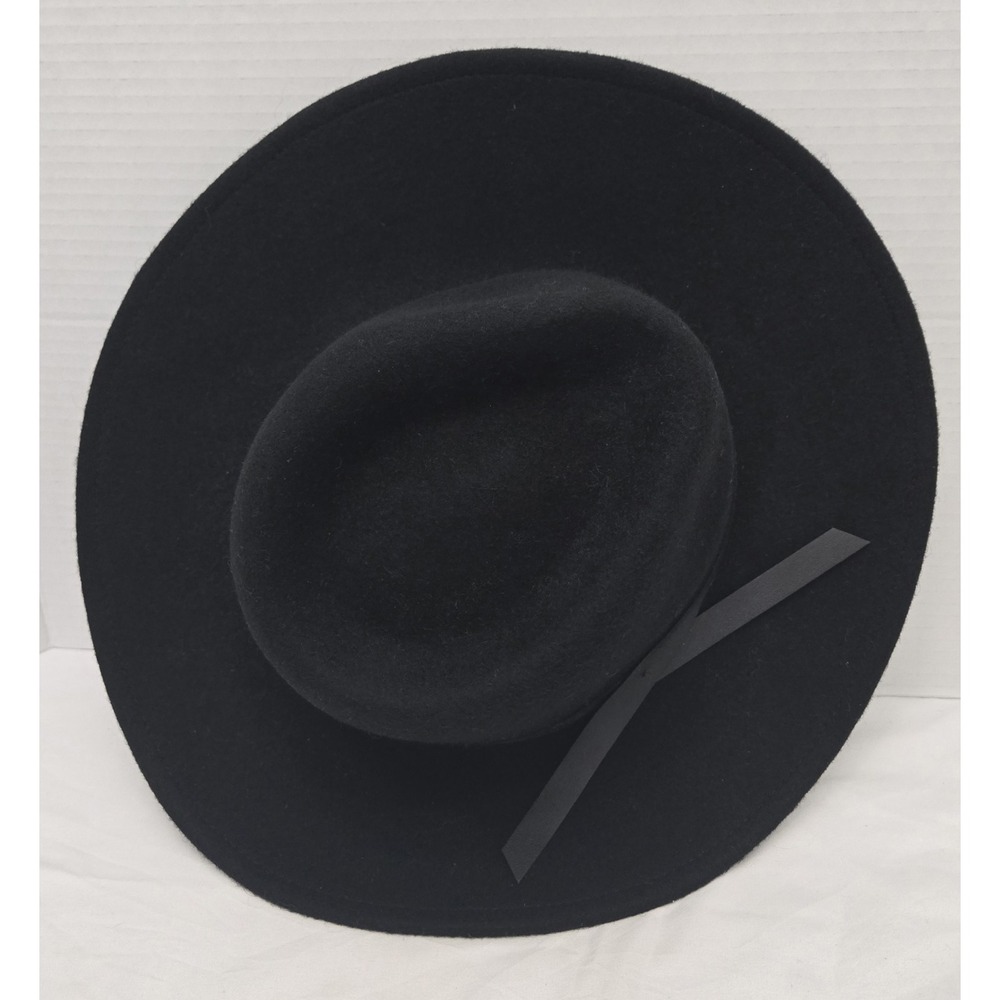 Universal Thread Black 100% Wool Wide Brim Rancher Fedora Hat Boho Minimalist